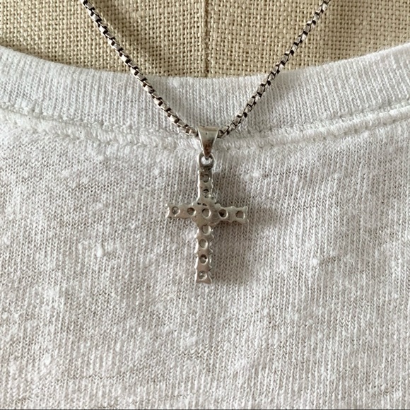 Sterling Silver & Cubic Z Cross Pendant Necklace - Picture 7 of 9